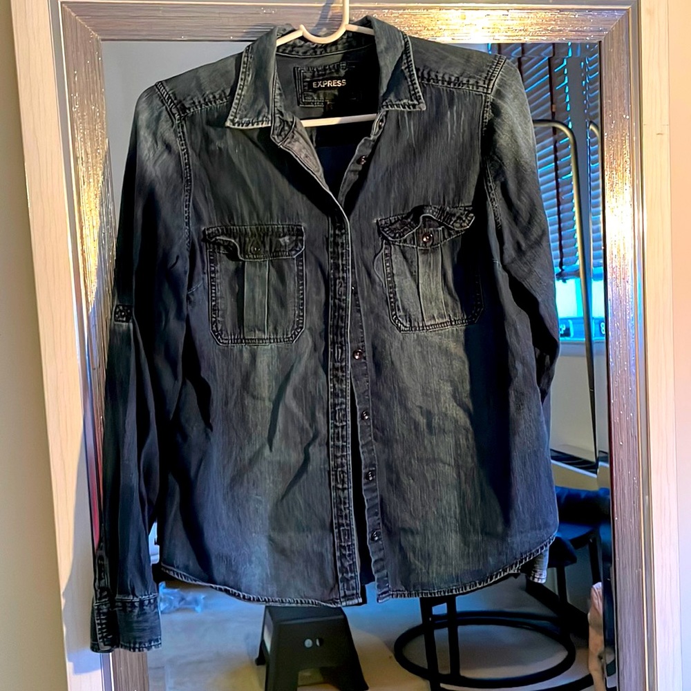 Express Dark Denim Button Down